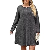 BELAROI Plus Size Sweater Dress Casual Long Sleeve Fall Winter Dresses with Pockets