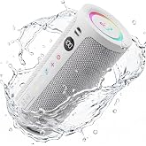 BassBloom Roar 3 Portable Bluetooth Speaker,20W Powerful Sound with Deep Bass,IPX6 Waterproof,24H Playtime,Bluetooth 5.4,RGB Lights,Wireless TWS Pairing (White)