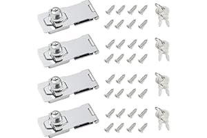I-EASYDWW, Keyed Hasp Locks, 4 Inch, Twist Knob Keyed Locking Hasp, Cabinet Locks, Cabinet Locks with Keys, for Drawer, Cabinets and More, Zinc Alloy with Iron Chrome Plating, Silver, 4 Pack