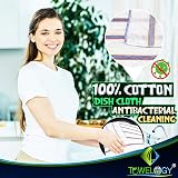 Towelogy 5 Pack Cotton Dish Cloths White Green Striped 35x40cm view 4