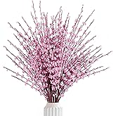Sggvecsy 10 Pcs 29.5’’ Long Artificial Jasmine Flowers Tall Fake Flower Bouquet Faux Jasmine Plants Dry Branches for Valentine's Day Wedding Home Party Office Kitchen Decoration(Pink)