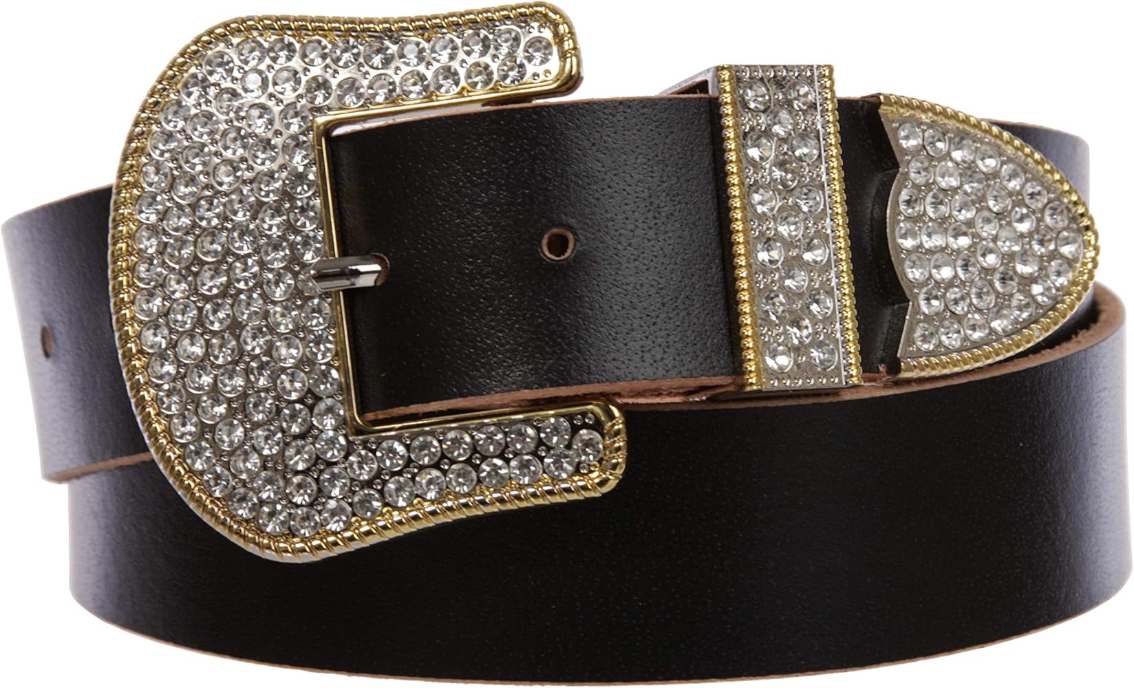 black belt with rhinestone buckle