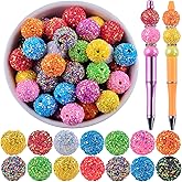 20mm Rhinestone Beads for Pens 20pcs Beaded Pens Beads Bling Glitter Suger Bugglegum Beads Large Balls Crystal Pen Beads for DIY Pens Keychain Making Suppliers Bulk (Suger Beads, 20mm)