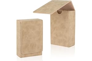 Buweeo Tarot Card Case/Holder, Single Deck PU Leather Card Holder for Most Standard Size Tarot Cards or Playing Cards, Light Brown