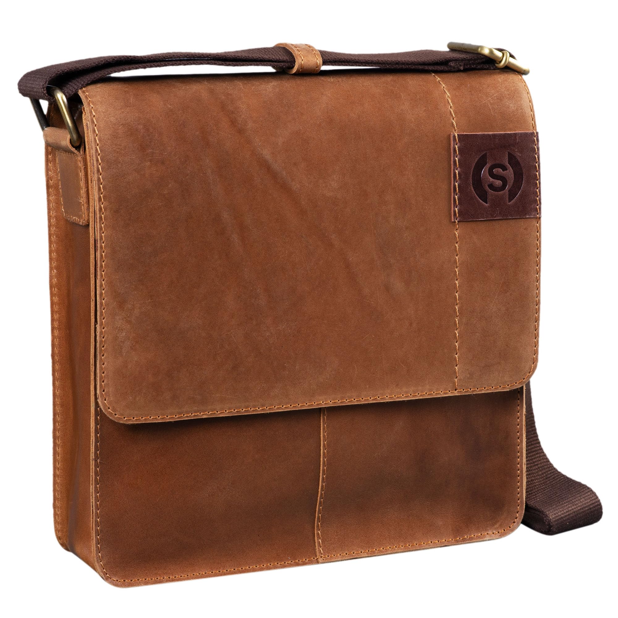 STILORD "Mirco" Leather Cross Body Bag Vintage Men Small Shoulder Bag for 9.7 Inch iPad Crossover Bag in Genuine Leather Colour:taranto - Brown