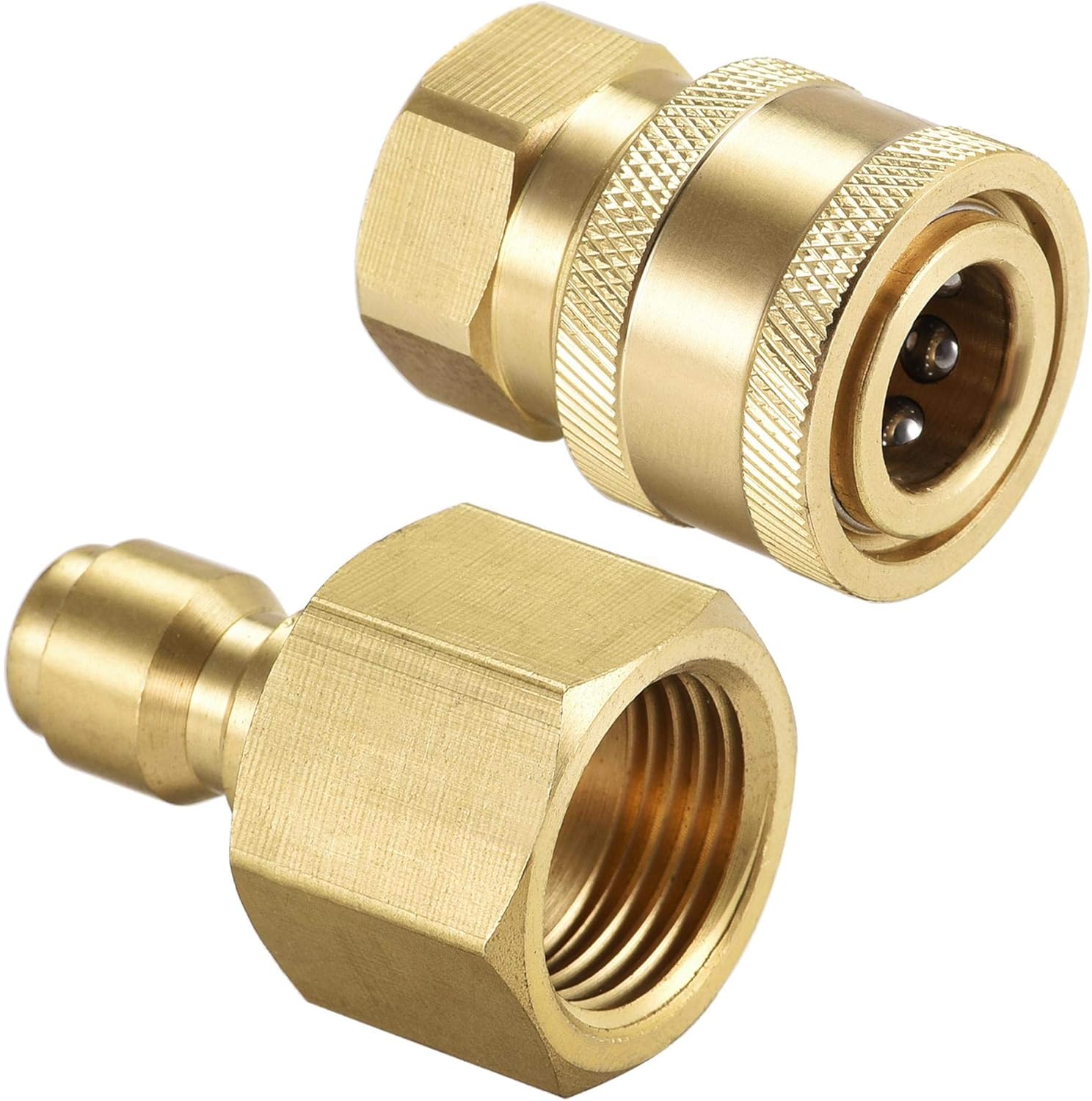 sourcing map Garden Hose Brass Quick Connect Set Fittings M18 & M14x1.5 Female Thread Water Hose Connectors Pressure Washer Adapter