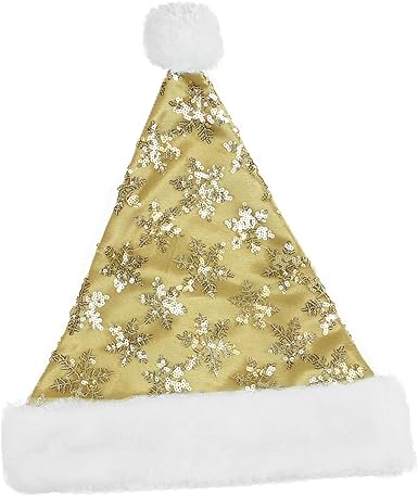 white and gold santa hat