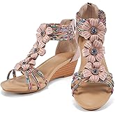 FUDYNMALC Womens Sandals Wedge Shoes: All-Day Comfort Dressy Wedges 2026 with Zipper Open Toe Summer Gladiator Sandals for Casual