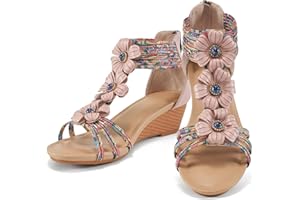 FUDYNMALC Sandals Womens Wedge Shoes: Comfortable Dressy Wedges Sandal with Zipper Summer Gladiator Sandals Open Toe