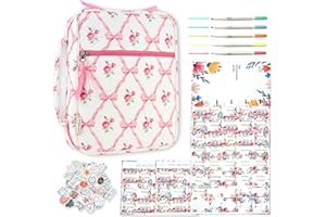 WOBAGMEN Bible Cover Case for Women,Large Quilted Bible Carrying Case with Bible Study Supplies, Pink Floral Church Bag Bible Study Kit Bible Journaling Supplies,Birthday Christian Gifts for Women