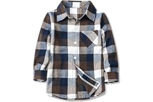 Betusline Boy and Men Button Down Plaid Shirt