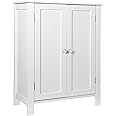 ZENY Bathroom Floor Storage Cabinet with Double Door + Adjustable Shelf, Wooden Organizer Cabinet for Living Room, Bathroom, Bedroom, Modern Home Furniture (White)