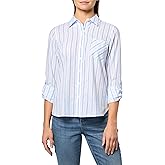 Nautica Women's Button Front Long Sleeve Roll Tab Shirt