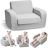 KidBloom 3-in-1 Toddler Couch, Toddler Chairs Comfy 1-3 Years Old, Kids Couch Bed Fold Out, Gifts for 1 2 Year Old Girls Boys
