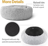 Enjamoy Plush Donut Dog Bed Grey 60cm Round Self-Warming Cozy Calming view 3