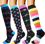 DRESHOW 4 Pairs Compression Socks for Women Men Calf support Athletic