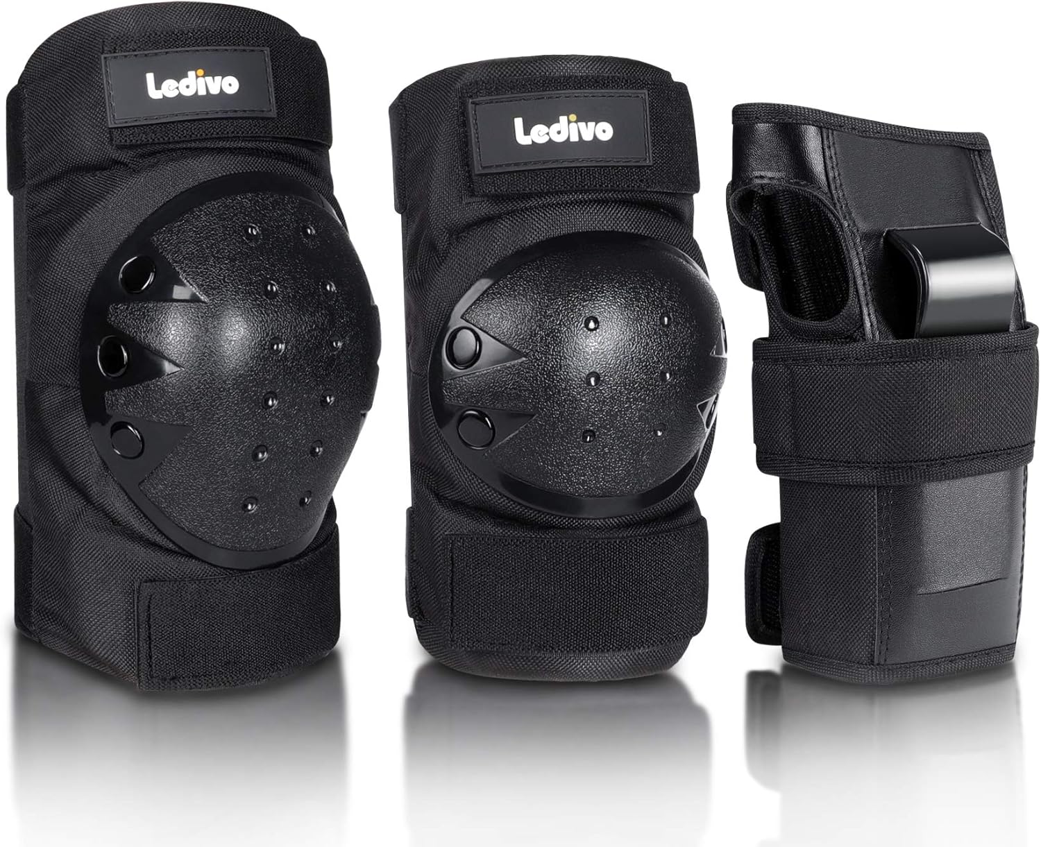 LEDIVO Adult/Child Knee Pads Elbow Pads Wrist Guards 3 in 1 Protective Gear Set for Multi Sports Skateboarding Inline Roller Skating Cycling Biking BMX Bicycle Scooter : Sports & Outdoors
