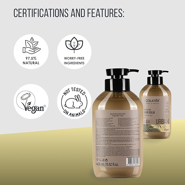 ECOLATIÈR NOURISHING NATURAL HAIR BALM FOR DRY HAIR – AVOCADO OIL HAIR CONDITIONER, VEGAN, SULFATE-FREE, HYDRATING & NOURISHING, 97.5% NATURAL INGREDIENTS – 13.5 FL OZ