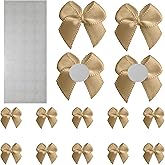 100Pcs Mini Bows,Champagne Gold Ribbon Bows for Gift Wrapping,Small Bows for DIY Crafts,Gift,Sewing,Scrapbooking and Cake Wedding Birthday Christmas Party Decorations