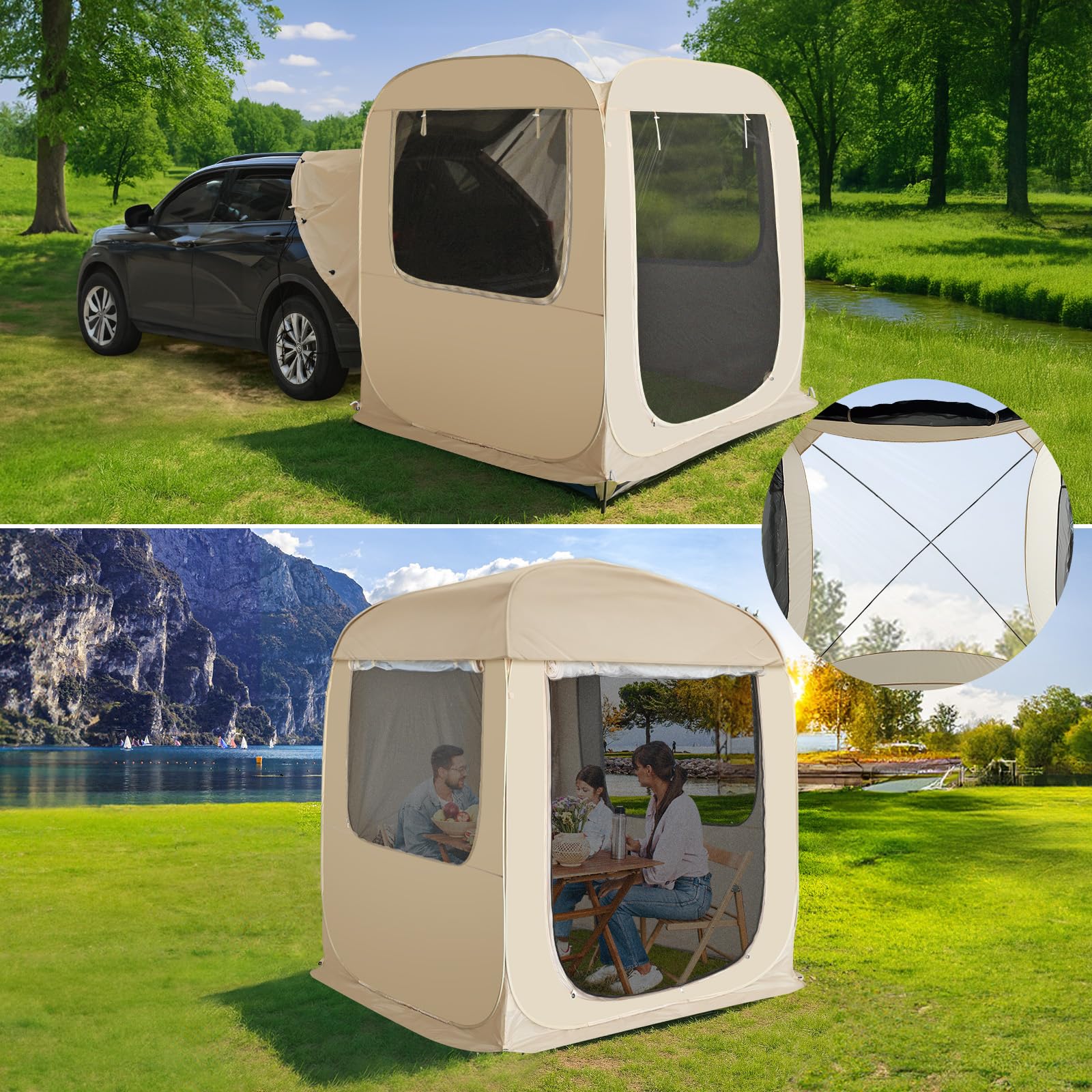 Alvantor Pop Up Screen House, 4 in 1 Outdoor Camping Tent,6'x6'Screen Room with Mosquito Netting &Waterproof PVC, PVC Clear Top SUV Tent with Carry Bag, Instant UV Resistant Sun Shelter Image Alvantor Pop Up Screen House, 4 in 1 Outdoor Camping Tent,6'x6'Screen Room with Mosquito Netting &Waterproof PVC, PVC Clear Top SUV Tent with Carry Bag, Instant UV Resistant Sun Shelter Image