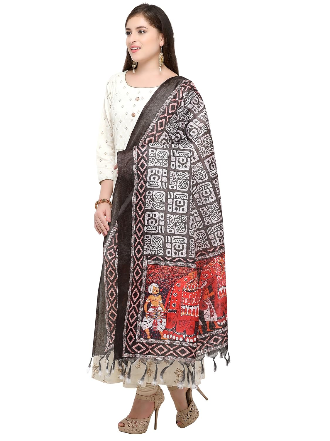 applecreation women's khadi silk dupatta (brown_dgdpt71)