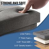 BRIAN & DANY Folding Ottoman Storage Box with Wood Legs Gray 38 cm view 5