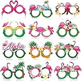 Harloon 36 Pcs Flamingo Party Decorations Eyeglasses Aloha Party Paper Glasses Favor Summer Tropical Flamingo Photo Booth Props Hawaiian Luau Eye Glasses for Pool Beach Shower Birthday Party Favor