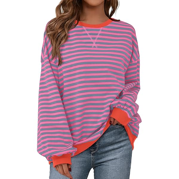 Amazon.com: UEU Womens Striped Shirt Casual Long Sleeve