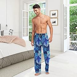 Ollabaky Blue Jellyfish Pajama Pants Men Sleep
