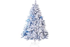 OUTROAD OUTDOOR CAMPING GARDEN PATIO Outroad 6ft Snow Flocked Christmas Tree Premium Hinged Artificial Pine Tree,Xmas Tree Metal Stand and 800 Lush Branch Tips Holiday Decorate, Easy to Assemble,Blue