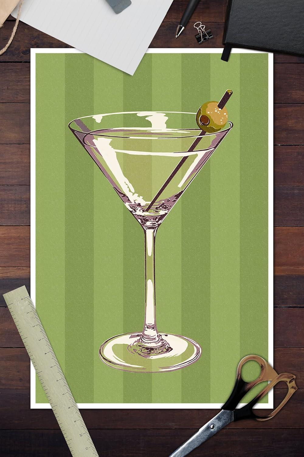 Amazon Com Martini Glass Letterpress 12x18 Fine Art Print