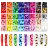 Funtopia 4mm Seed Beads for Jewelry Making, 39 Colors Small Beads for Bracelets Making Kit, 3510pcs Friendship Bracelet Bead, Tiny Colorful Bead with Elastic String for DIY Art Craft