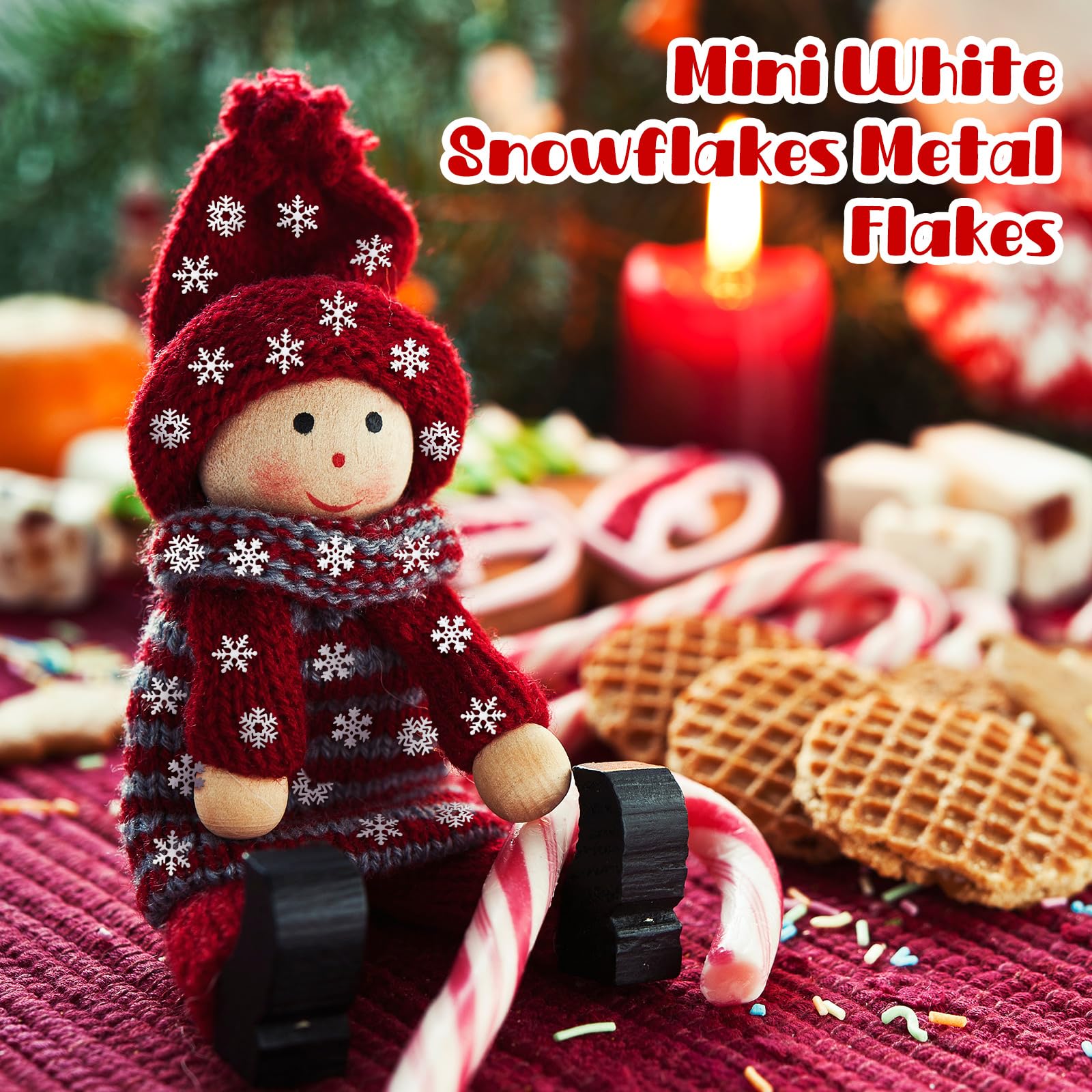 300 Pcs Mini Metal Snowflake for Craft 0.2 Inch Small Christmas Embellishment Tiny Snowflake Ornaments Little Craft Pieces for DIY Winter Party Decor(White)