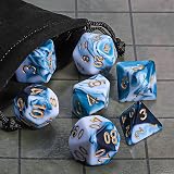 QMay DND Dice Polyhedral 7 Pieces Cyan White D20 D12 D10 D8 D6 D4 Set view 6