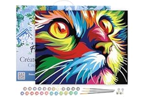 Figured'Art Paint by Numbers Kit for Adults with Frame Feline Pop Art 16"x20" - Craft Art Painting DIY Kit Canvas Already Stretched on a Wooden Frame