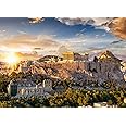 Loccor 5x3ft Fabric Acropolis of Athens Greek Backdrop Sunset Ancient Greece Parthenon Temple Ruin Site Buliding Photography Background for Mythology Birthday Theme Party Decorations Photo Booth Props