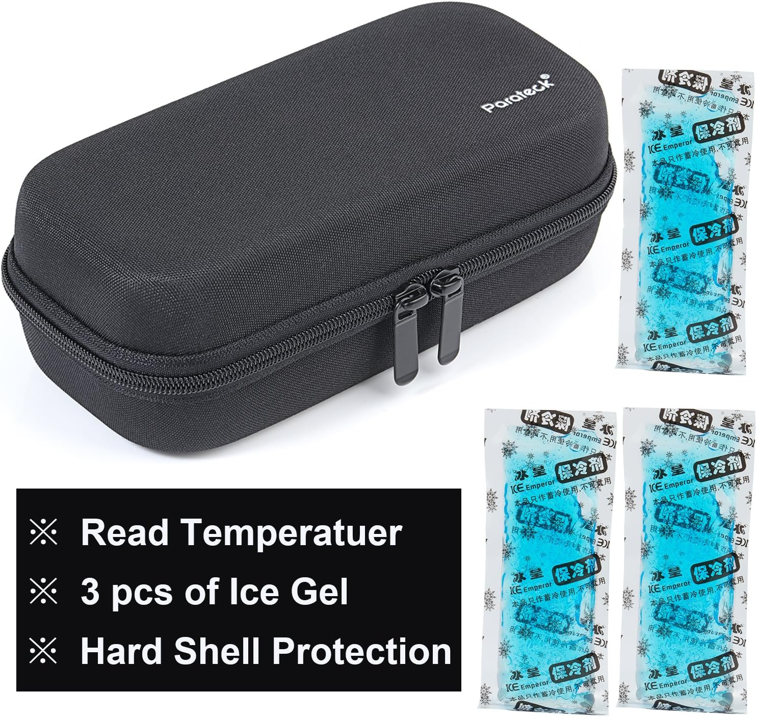 Hard Shell Diabetes Bag Insulin Cooler Case Cool Storage with Temperature Display for Temperature-Sensitive Medical Supplies (Black): Health & Personal Care