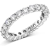 Metal Factory 3.50MM Sterling Silver 925 Cubic Zirconia CZ Eternity Engagement Wedding Band Ring
