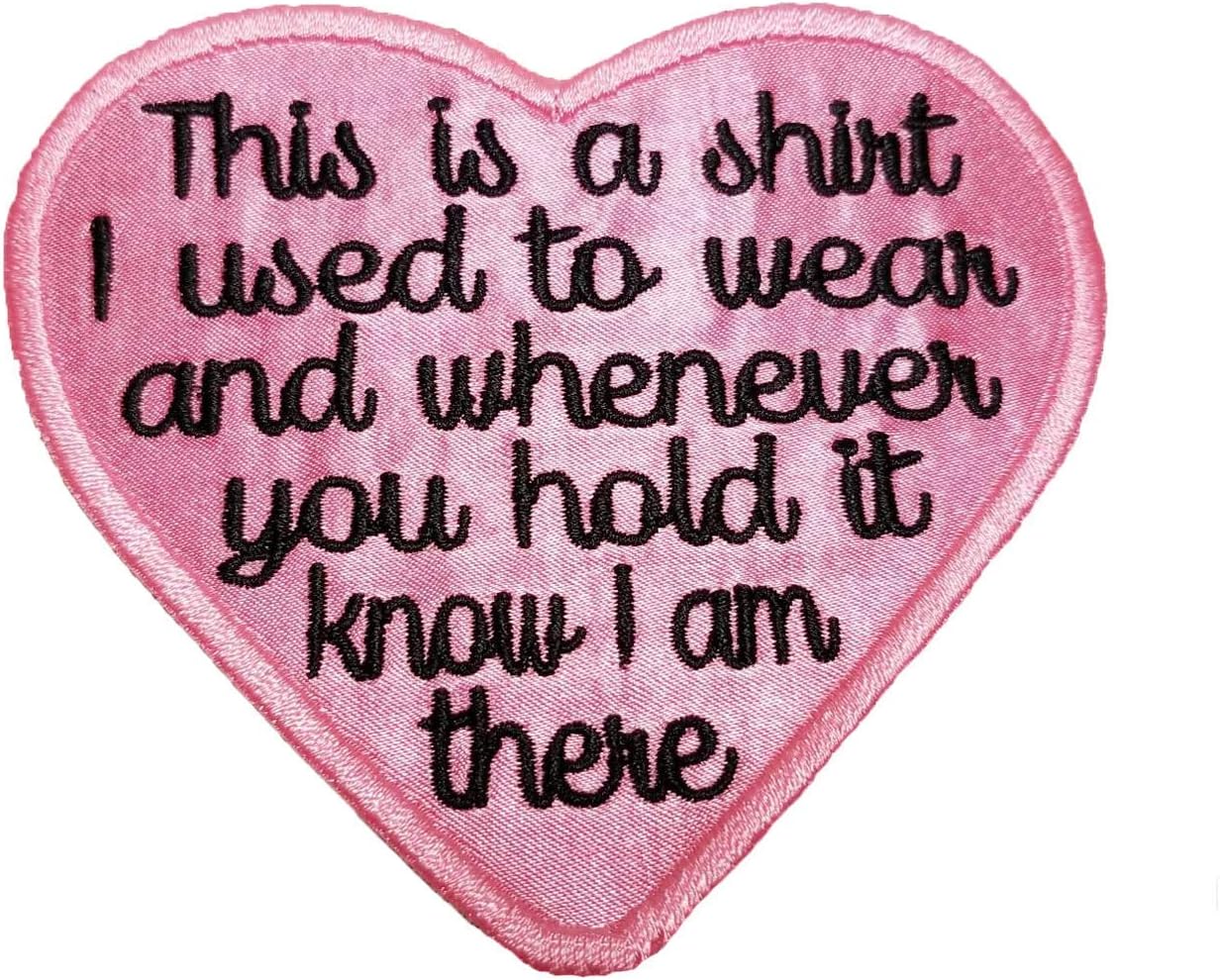 Mixed Media - Memory Patch This is a shirt I used to wear Pink Satin Heart Iron on or Sew On Memorial Patch