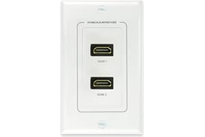 Mediabridge™ HDMI Wall Plate (2 Port) - Supports 4K, 3D, ARC - Free Low Voltage Metal Mounting Bracket (1-Gang) - 2-Piece Inset Wall Plate for 2 HDMI (Part# WP1-HDMIX2)