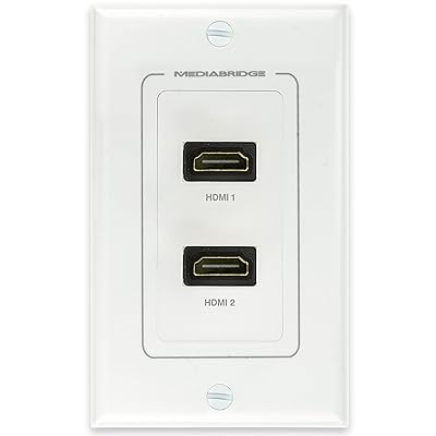 Mediabridge HDMI Wall Plate (2 Port) - Supports 4K, 3D, ARC - Limited TIME Offer: Free Low Voltage Metal Mounting Bracket (1-Gang) - 2-Piece Inset Wall Plate for 2 HDMI (Part# WP1-HDMIX2)