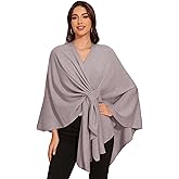 LuckyBelle Cross Front Shawl Wraps for Women Soft Warm Wedding Travel Shawls Poncho Sweater Cape
