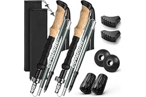 COVACURE Trekking Poles - Collapsible Hiking Sticks with Anti-Shock Tips, Lightweight & Foldable Walking Sticks for Snow Trails & Mountain Climbs, Durable Trekking Gear for Men and Women