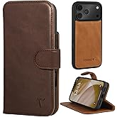 TORRO Leather Case Compatible with iPhone 17 Pro Max 6.9” 2025 – Leather Bumper Case with Detachable Wallet Cover with Stand and Card Slots (Compatible with Official MagSafe Chargers) - Dark Brown