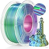 TECBEARS Silk PLA Filament Triple Color, Shiny 3D Printer Filament 1.75mm, Dimensional Accuracy +/- 0.02mm, 1kg Spool(2.2lbs) Fits for Most FDM 3D Printers(Blue Green Purple)