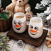 Whaline 2Pcs Christmas Winter Stemless Wine Glasses 17oz Cute Snowman Drinking Glasses Funny Tumbler Cups for Party Supplies Gifts