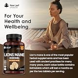 NEW LEAF PRODUCTS Lions Mane 2000mg Vegan Tablets 365 UK Made view 3