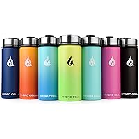HYDRO CELL Stainless Steel Water Bottle w/Straw & Wide Mouth Lids (40oz 32oz 24oz 18oz) - Keeps Liquids Hot or Cold with Double Wall Vacuum Insulated Sweat Proof Sport Design