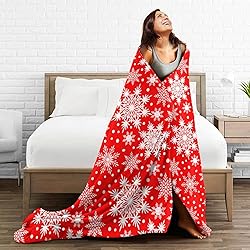 Perinsto Winter Snowflakes Red Snow Throw Blanket