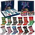 MOVINPE Socks Advent Calendar for Adults Men Women, 12 Pair of Christmas Crew Funny Socks Countdown to 2025 Christmas, 24 Day